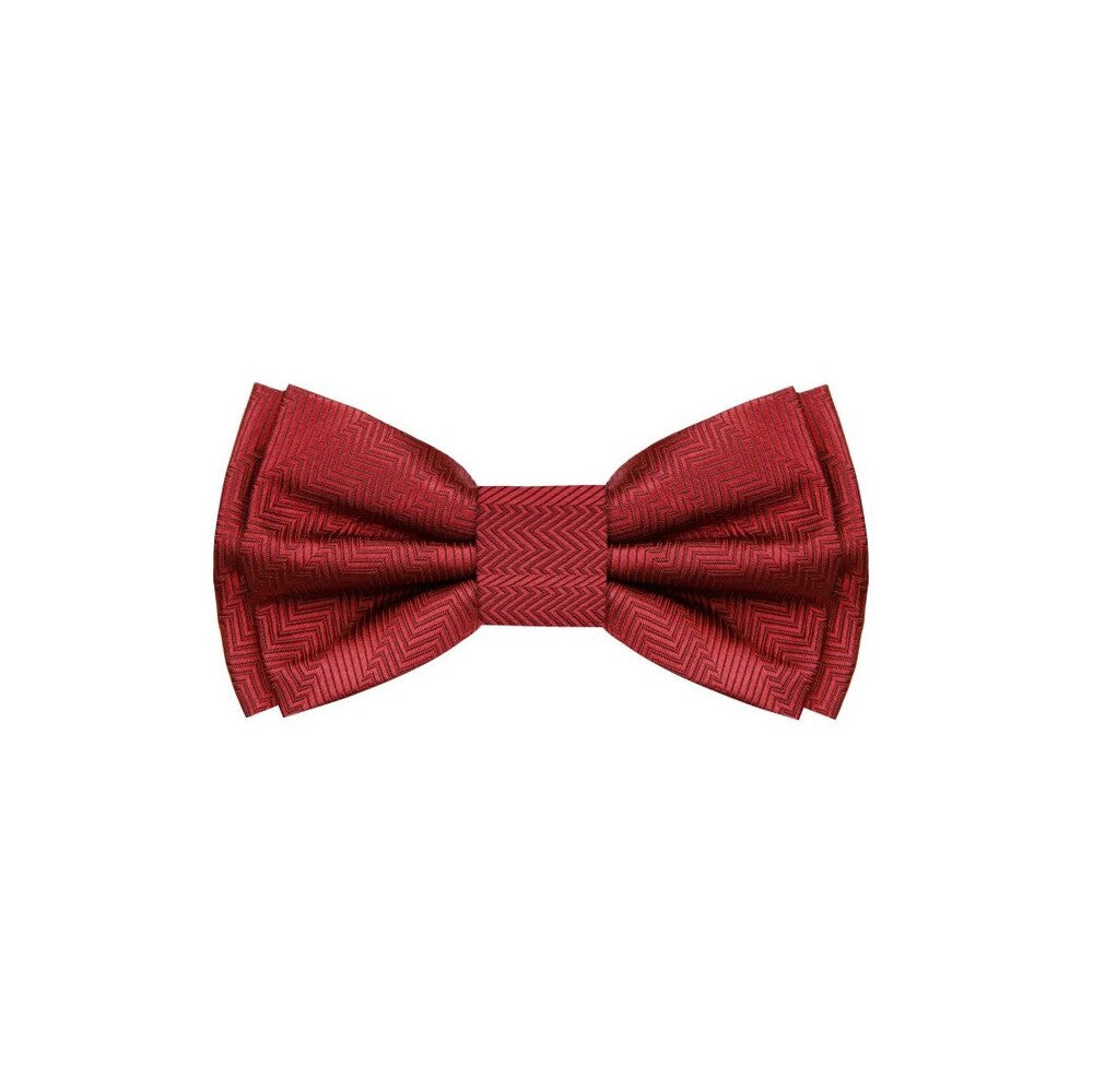 A Garnet Red Solid Pattern Self Tie Bow Tie