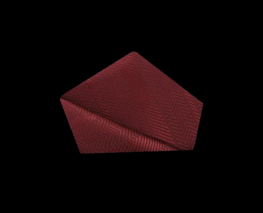 View 2: A Solid Garnet Red Color With Sophisticated Lined Texture Pocket Square