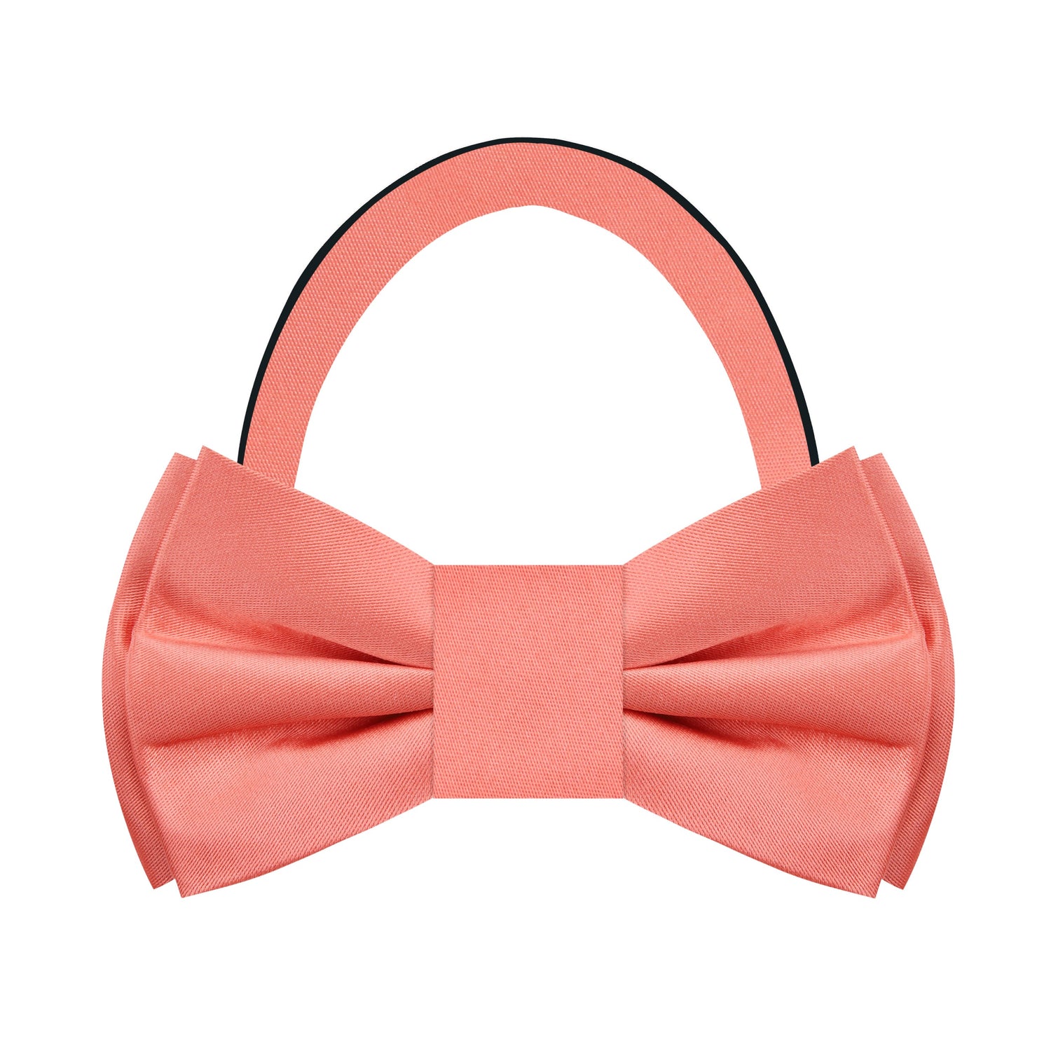 Solid Glossy Rich Coral Bow Tie Pre Tied View