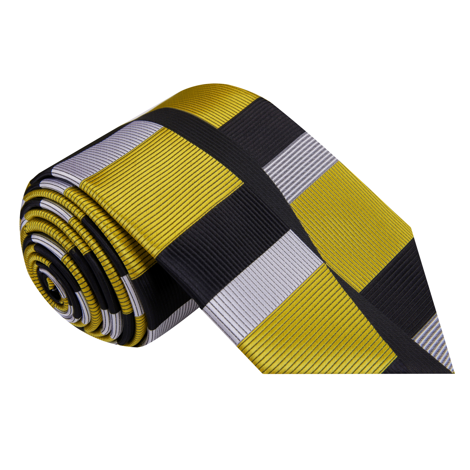 Gold, Black, Grey Abstract Thin Tie  