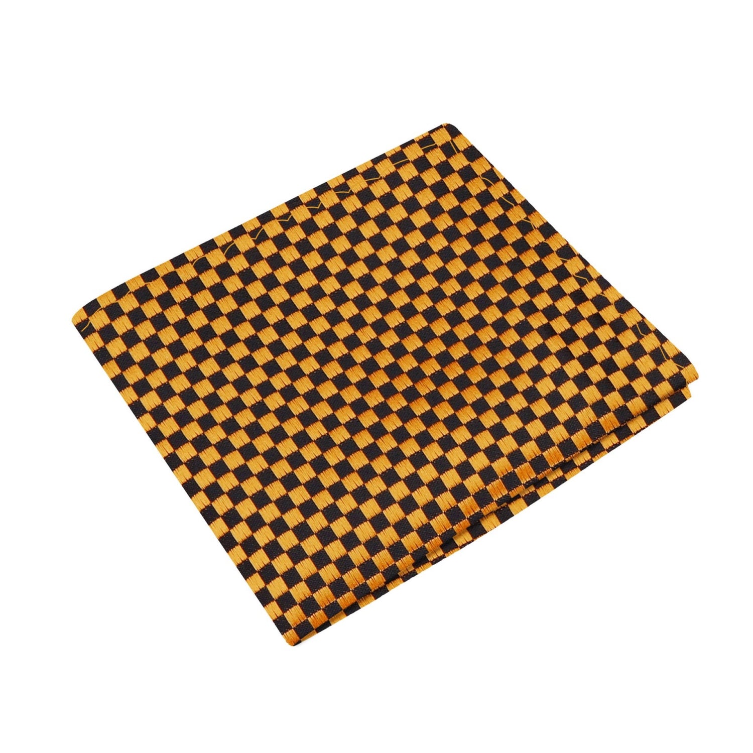 A Black, Gold Small Geometric Diamonds Pattern Silk Pocket Square