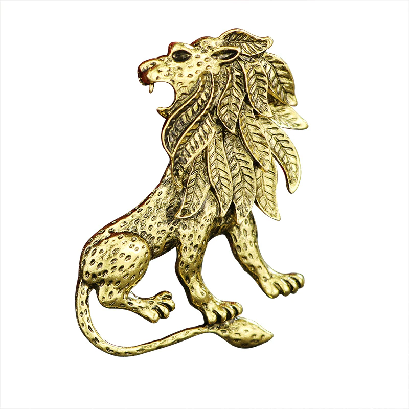 Main View: A Gold Colored Lion Shape Lapel Pin