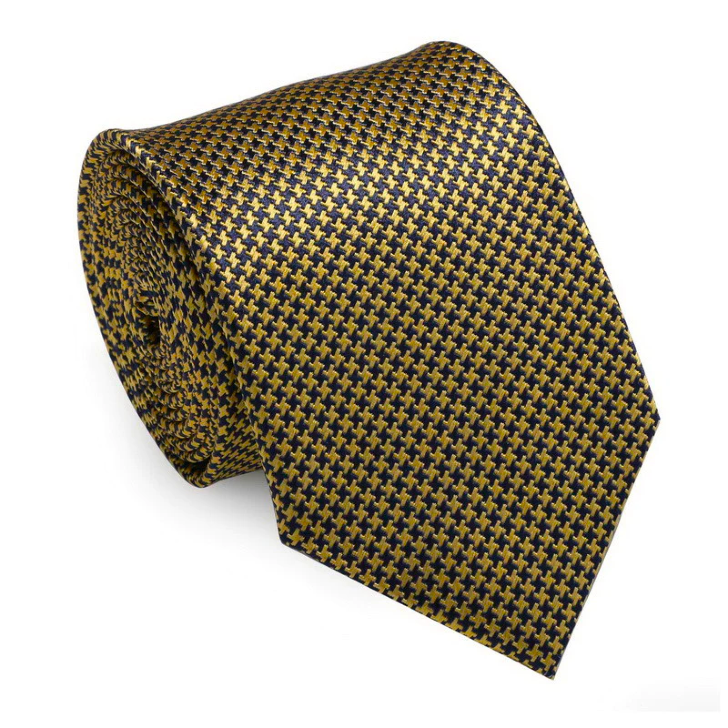 Gold and Blue Hounds Tooth Necktie  