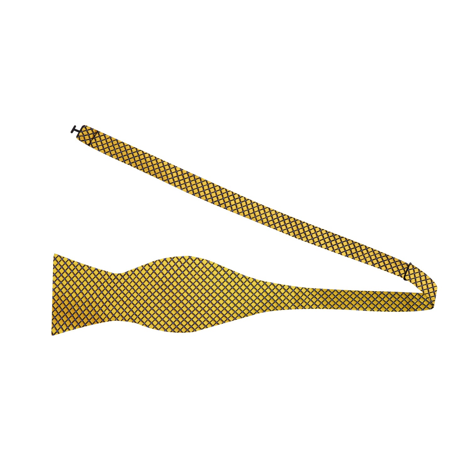 Self Tie: A Gold Small Geometric Diamond With Small Dots Pattern Silk Self Tie Bow Tie