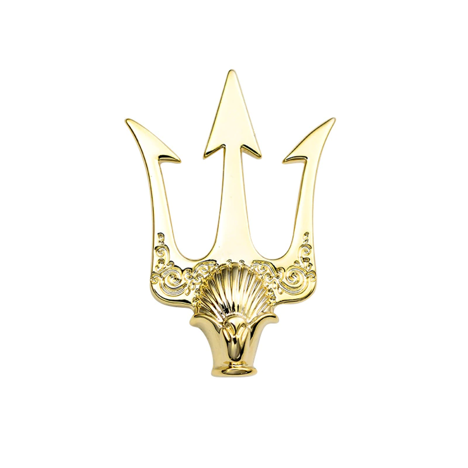 Main View: A Large Gold Colored Trident Shaped Lapel Pin