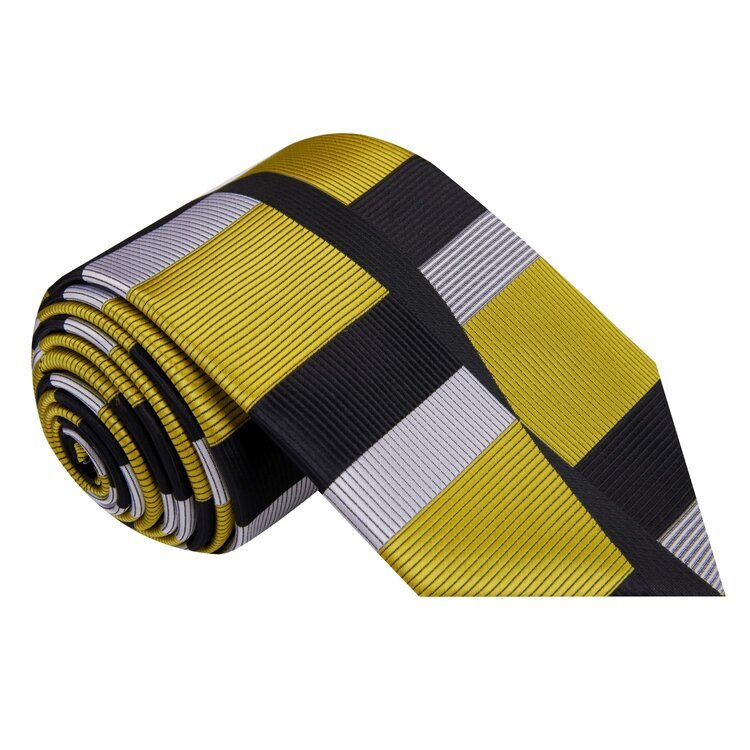 Gold, black and silver abstract necktie