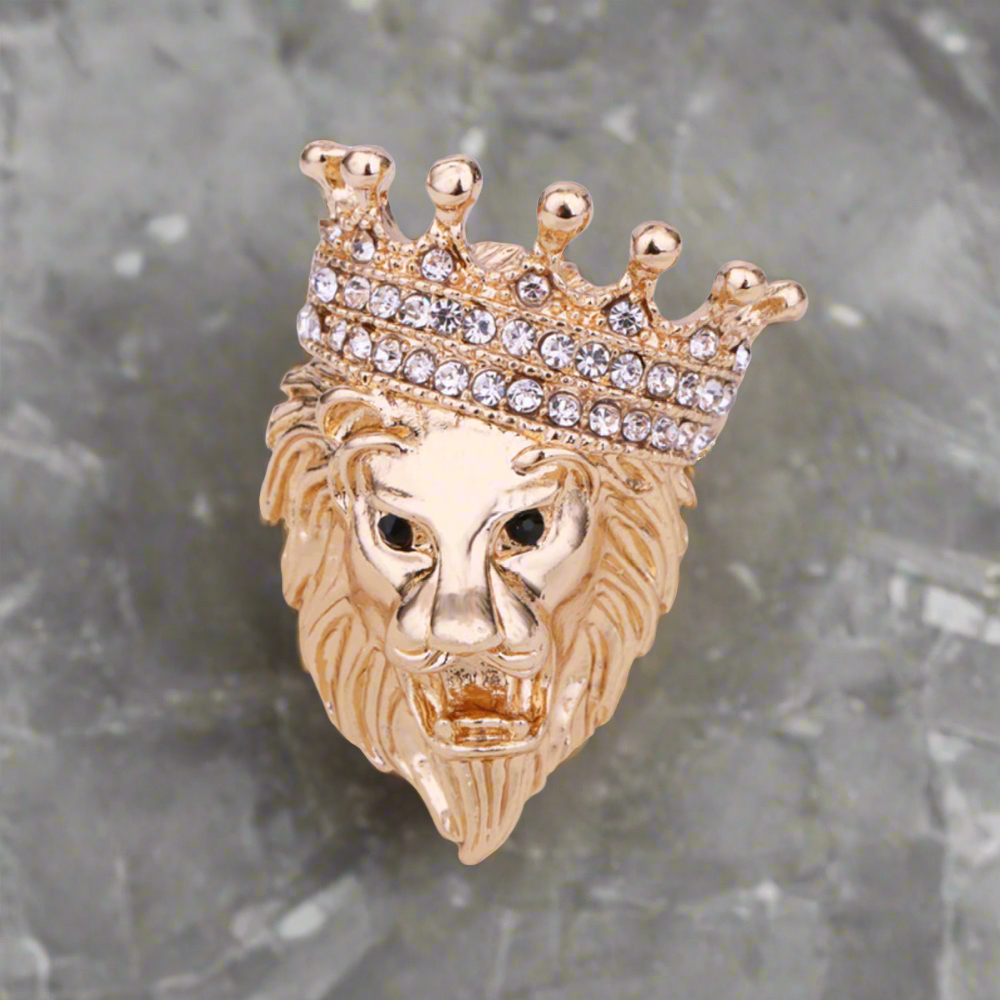 a gold lion lapel pin