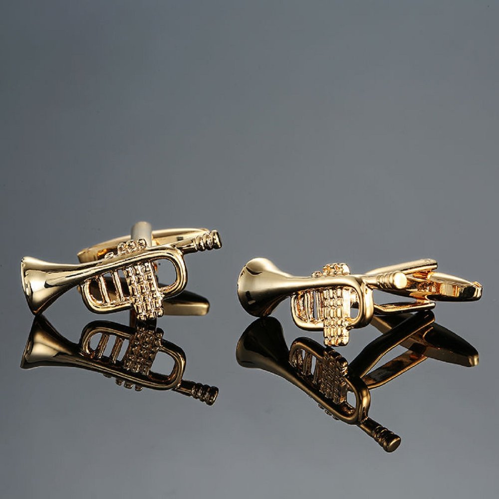 A Gold Color Trumpet Shape Cuff-links