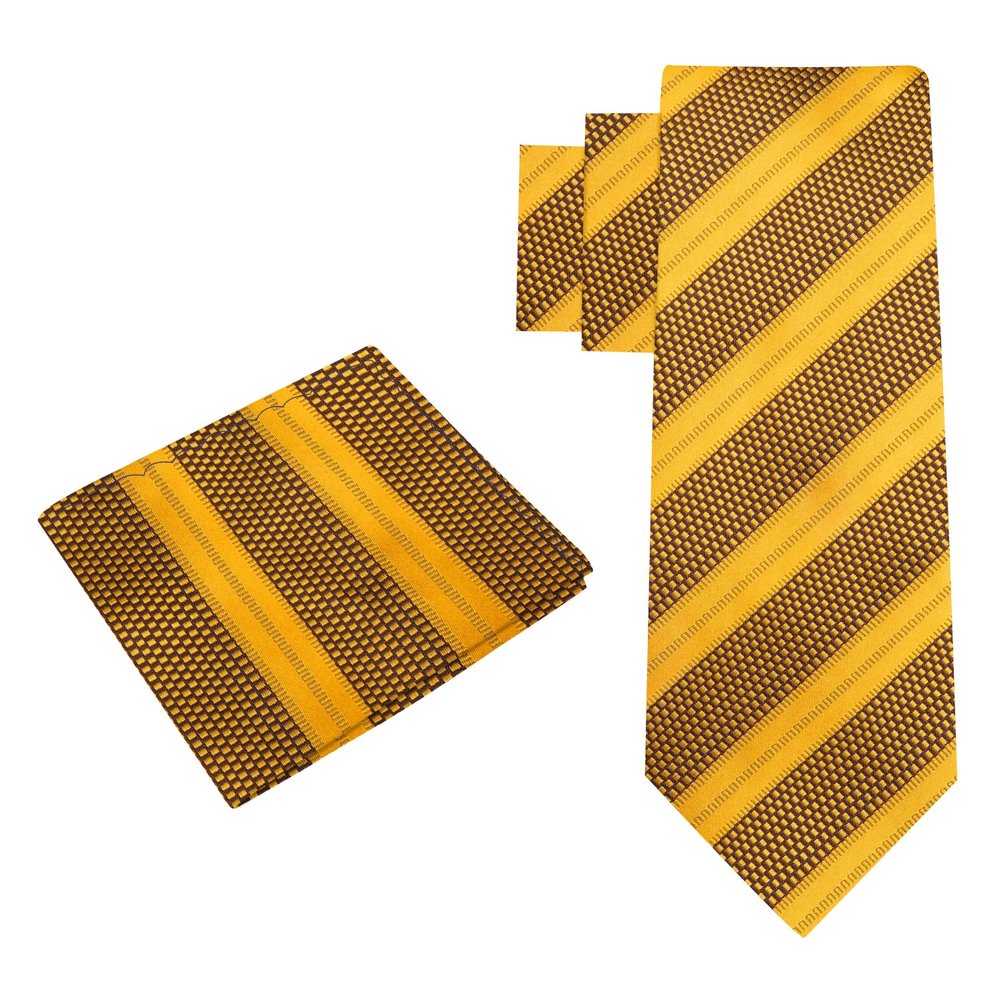 Alt View: Gold Stripe Tie and Pocket Square