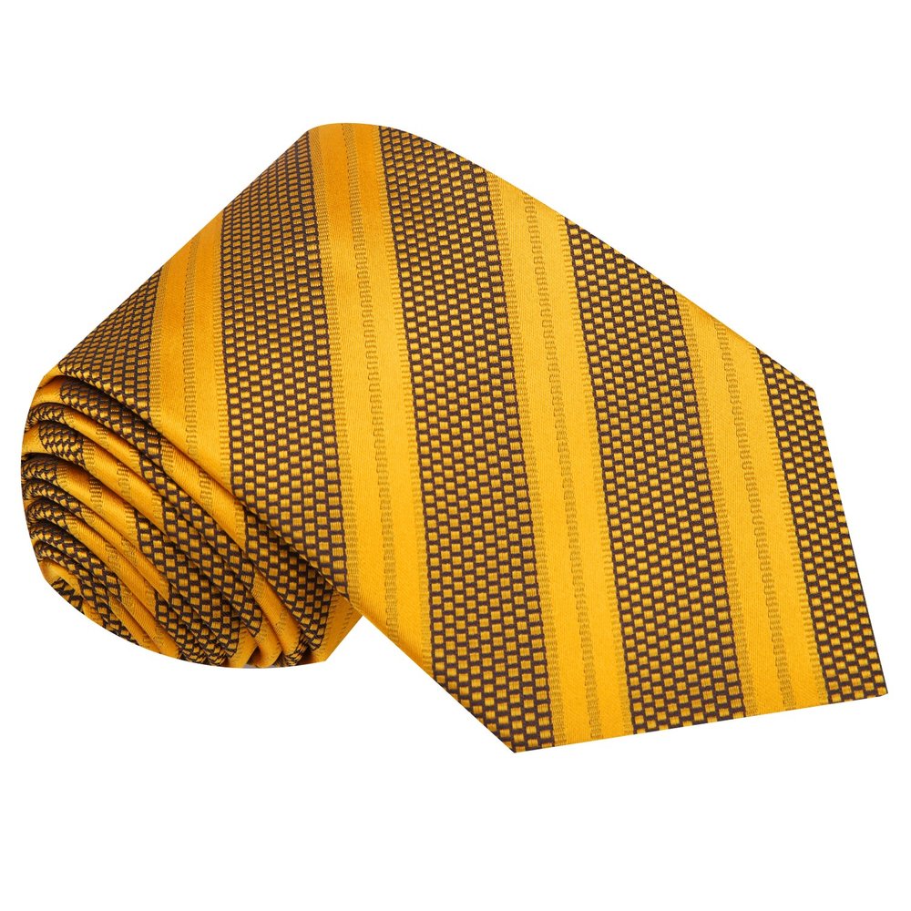 Gold Stripe Thin Tie||Yellow Gold