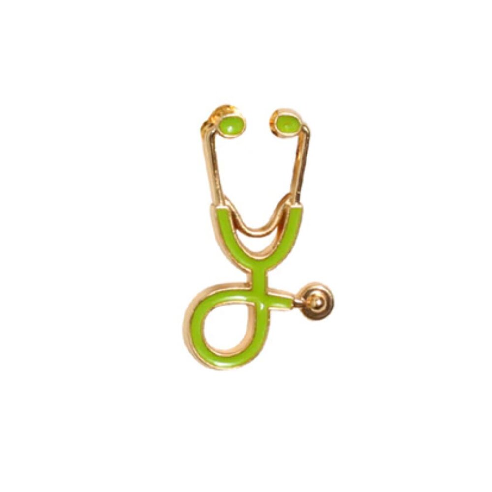 Gold Green Stethoscope Lapel Pin