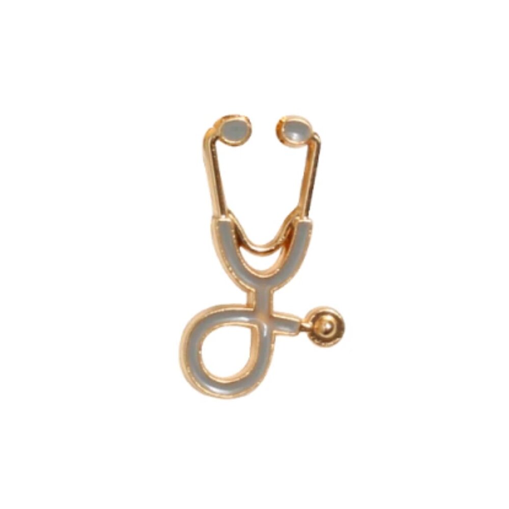 Gold Grey Stethoscope Lapel Pin