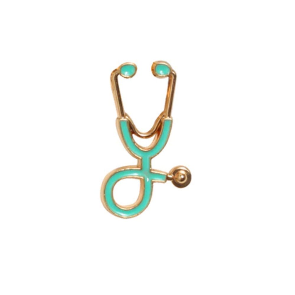 Gold Mint Stethoscope Lapel Pin
