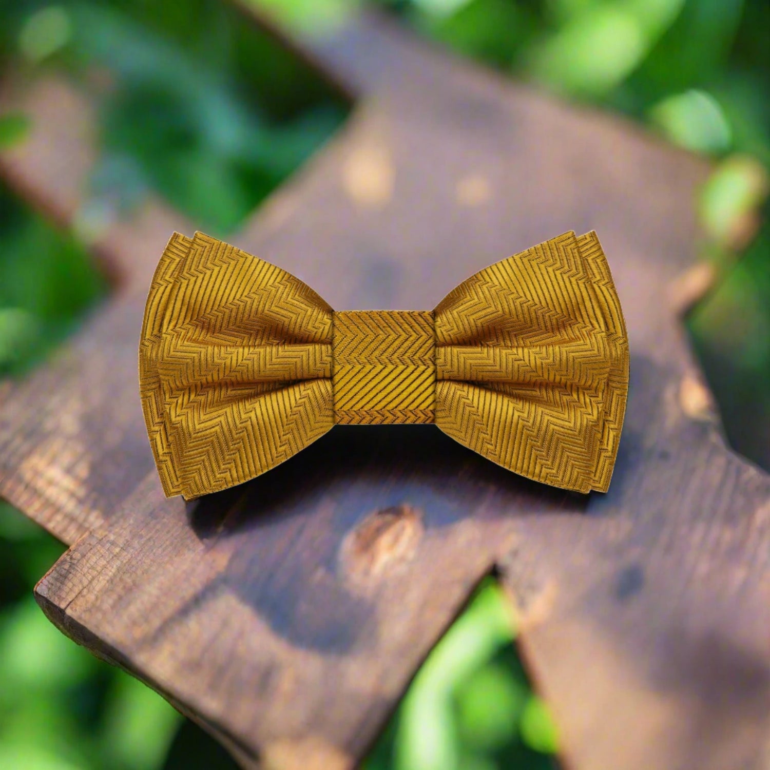 A Golden Amber Solid Pattern Self Tie Bow Tie