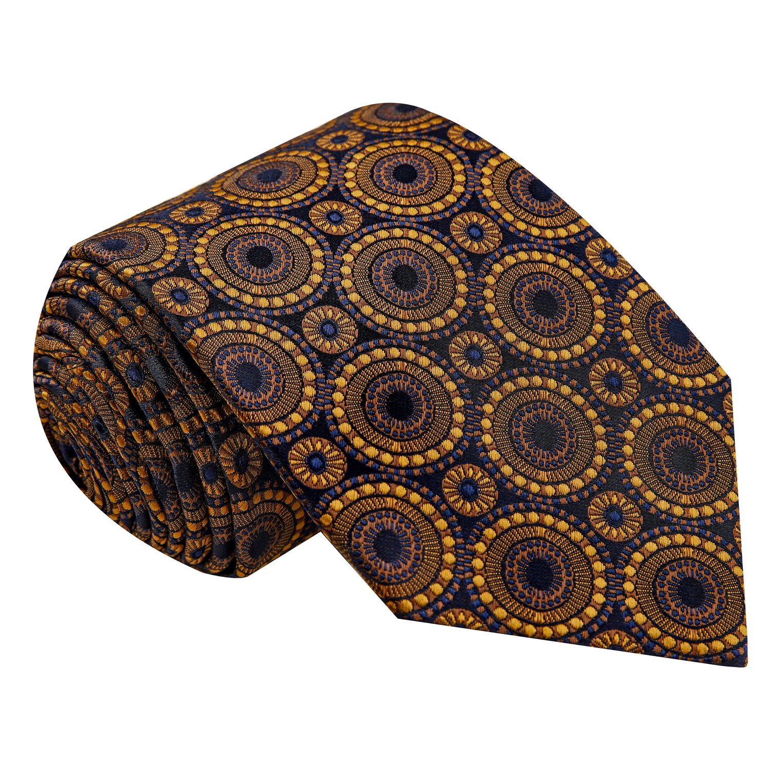Gold and Brown Circles Tie 