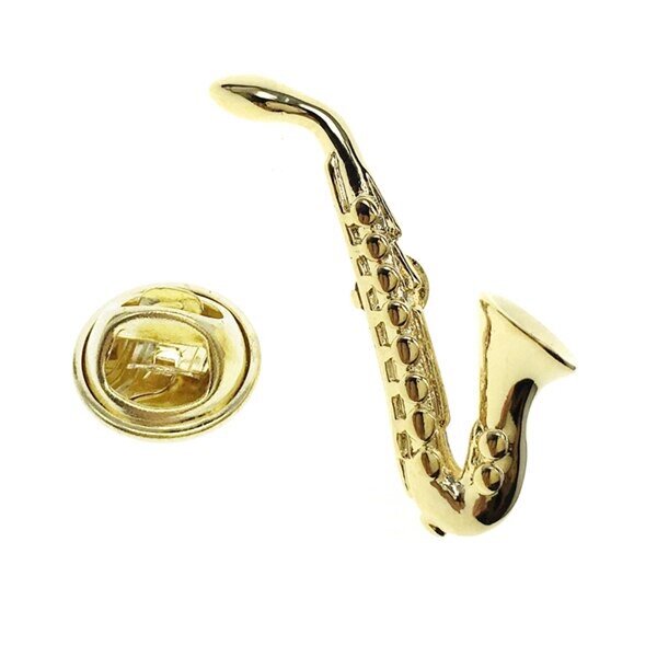A Gold Colored Saxophone Lapel Pin
