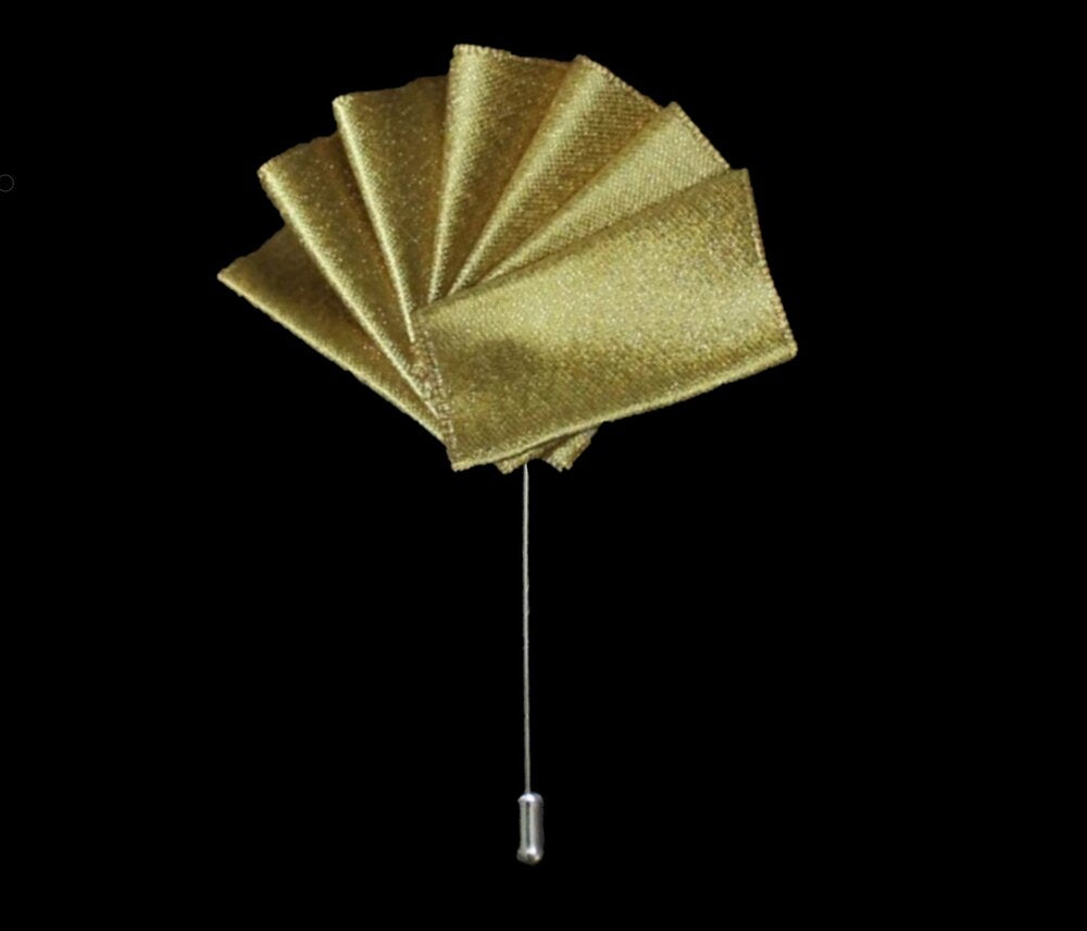 A Gold Shimmer Pocket Square Lapel Pin||Gold Shimmer