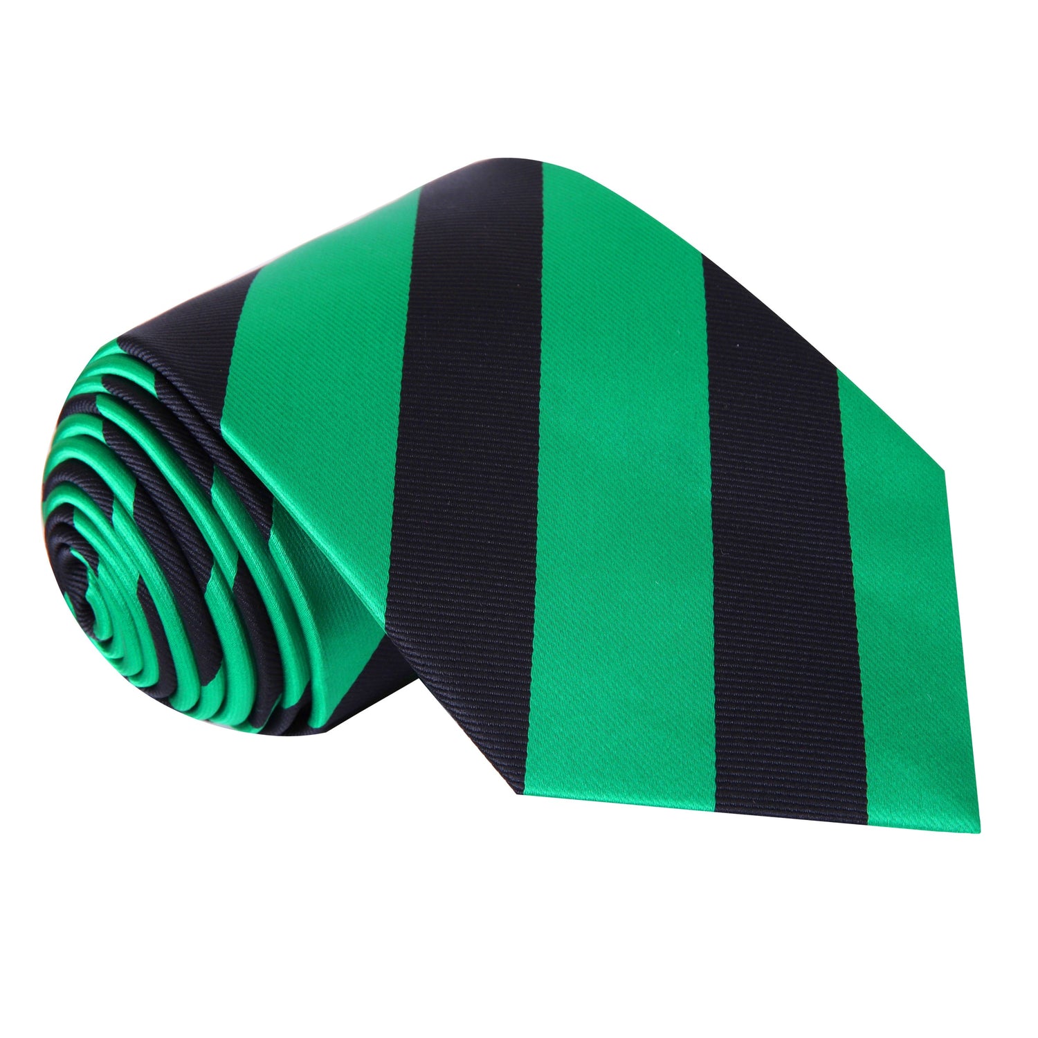 A Green, Black Stripe Pattern Silk Necktie
