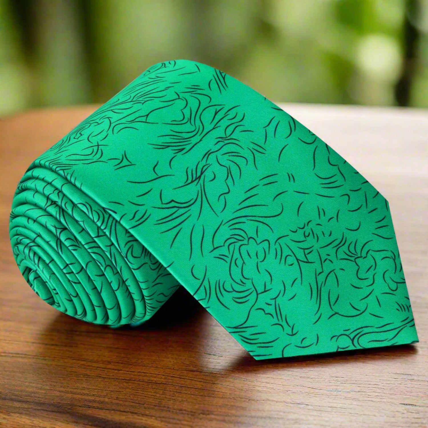 Green Black Lined Necktie