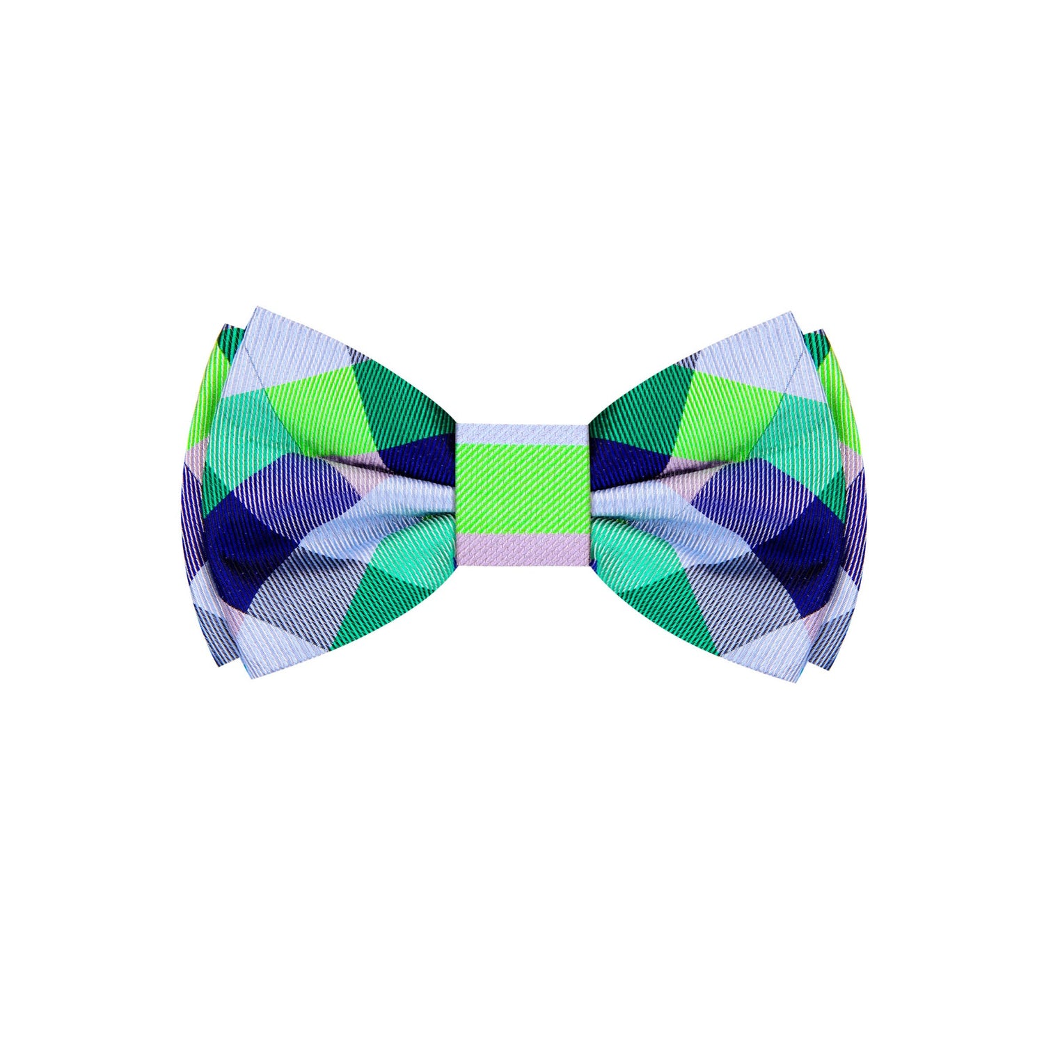Green, Blue Check Bow Tie 