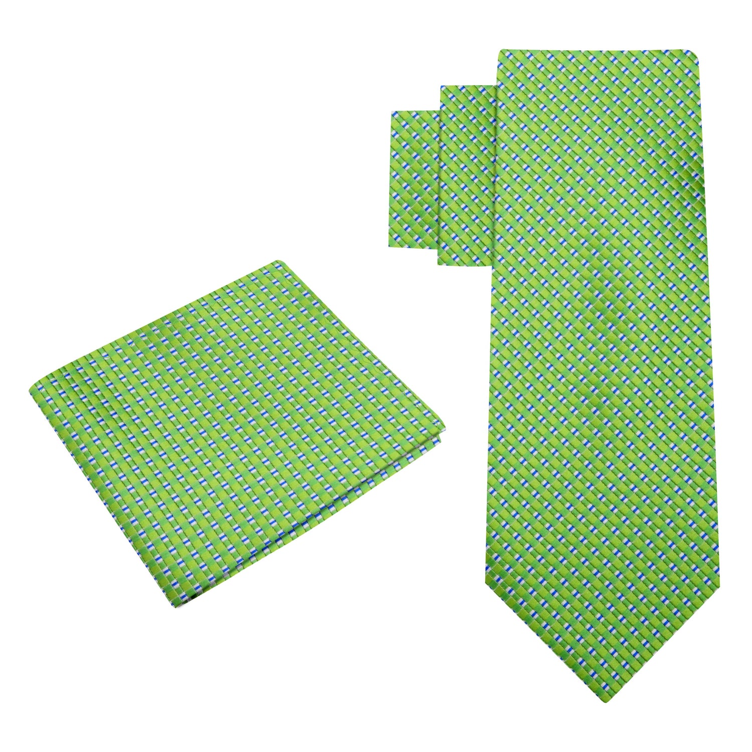 Alt View: Green and Blue Geometric Metallic Perfection Tie and Pocket Square