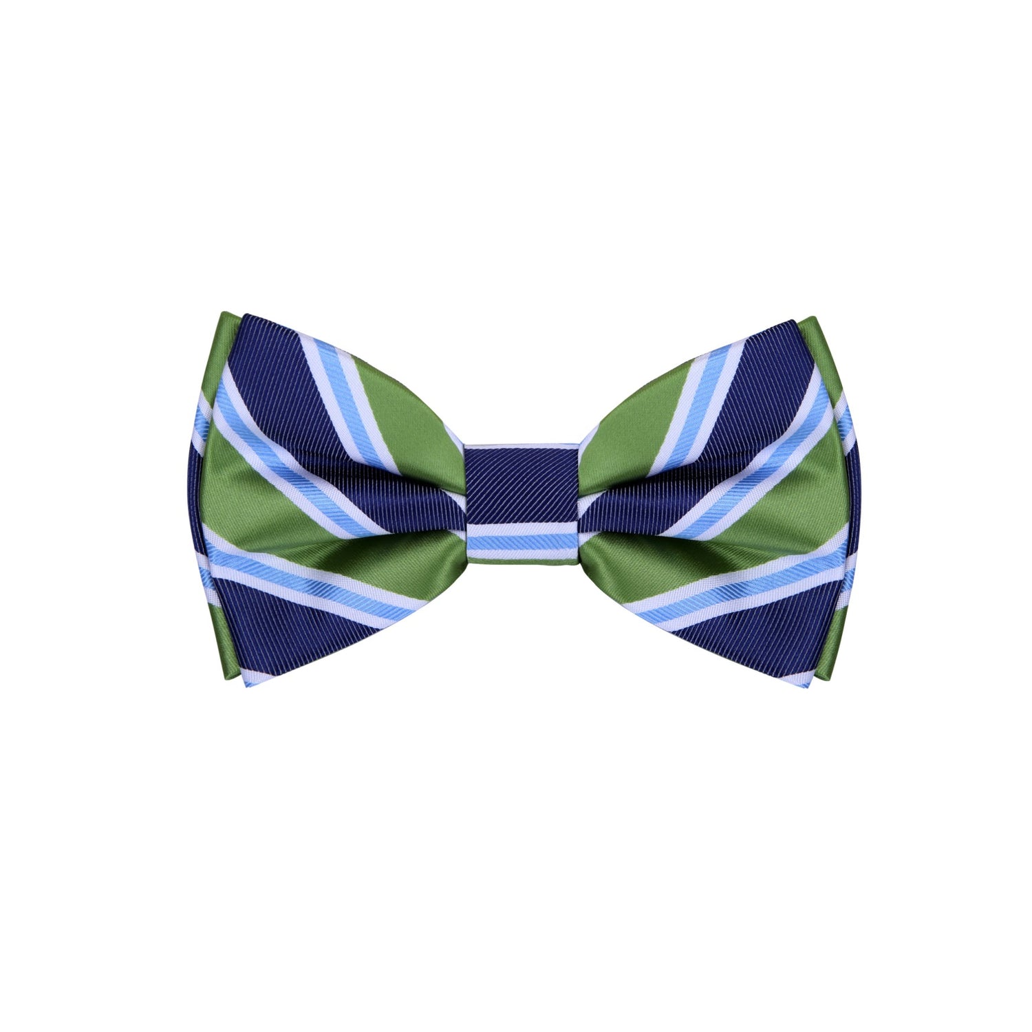 Green, Blue White Stripe Bow Tie