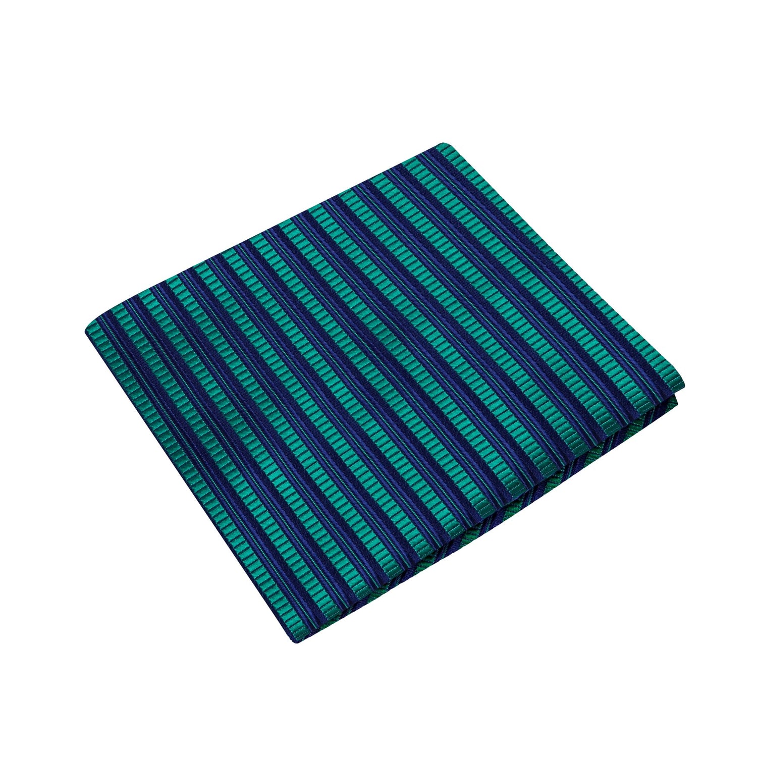 A Green, Blue Stripe Pattern Silk Pocket Square