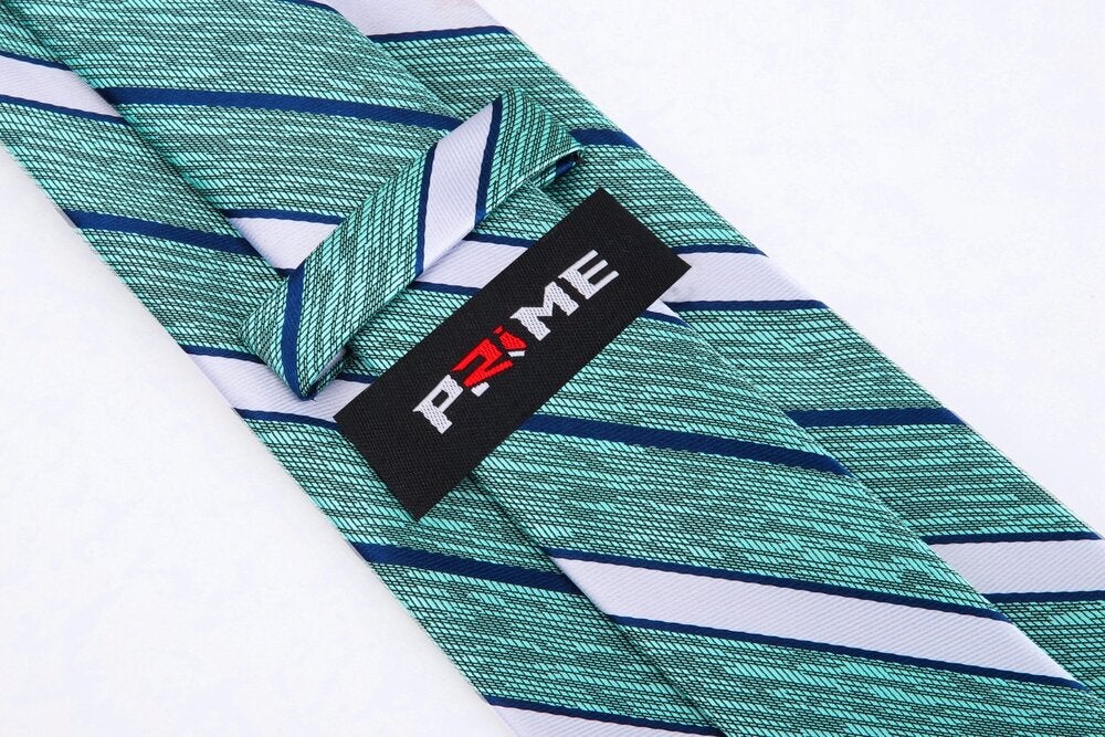 Tie Keep: Deion PRIME TIME Sanders Green, Blue Stripe Tie  