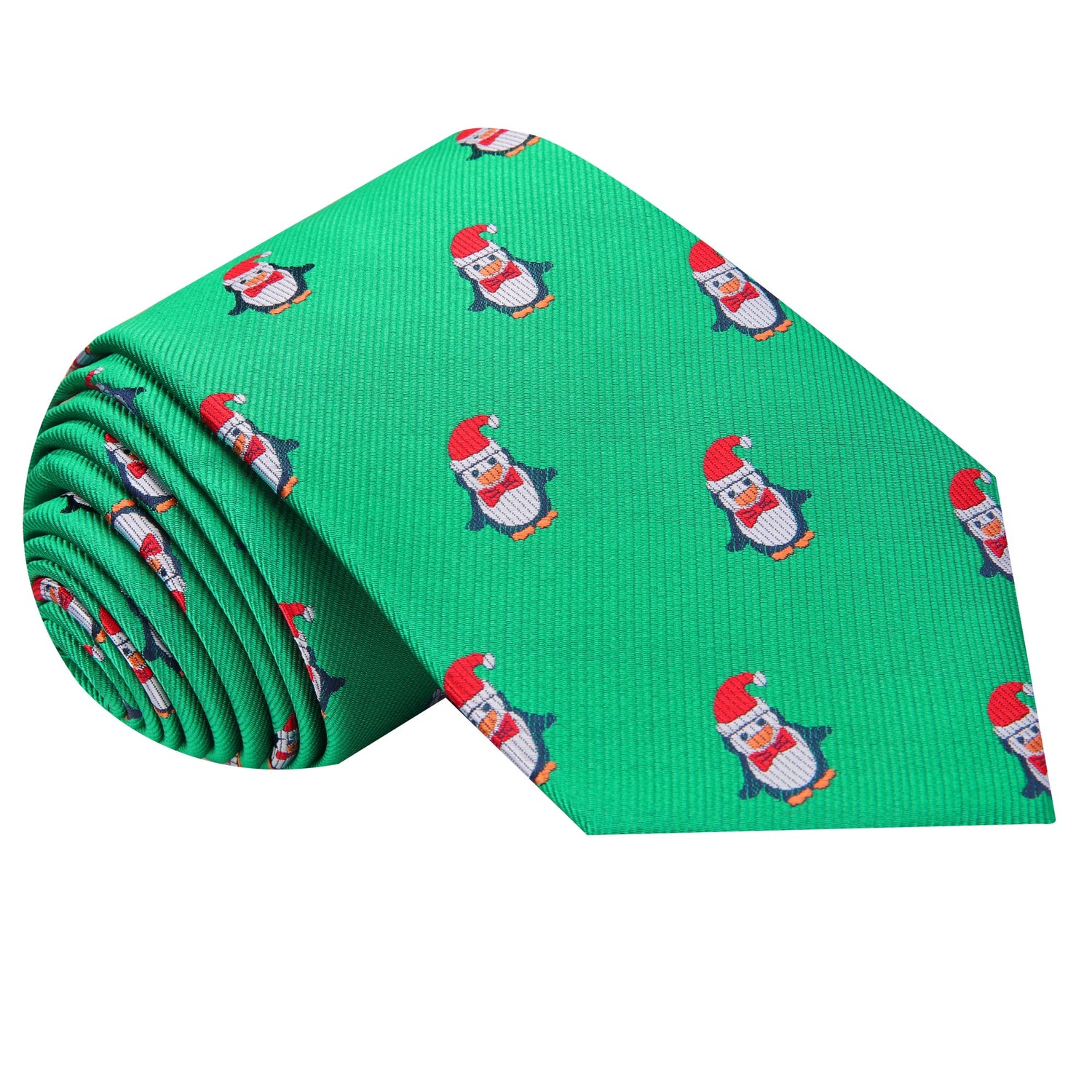 Green and Red Christmas Penguin Tie  