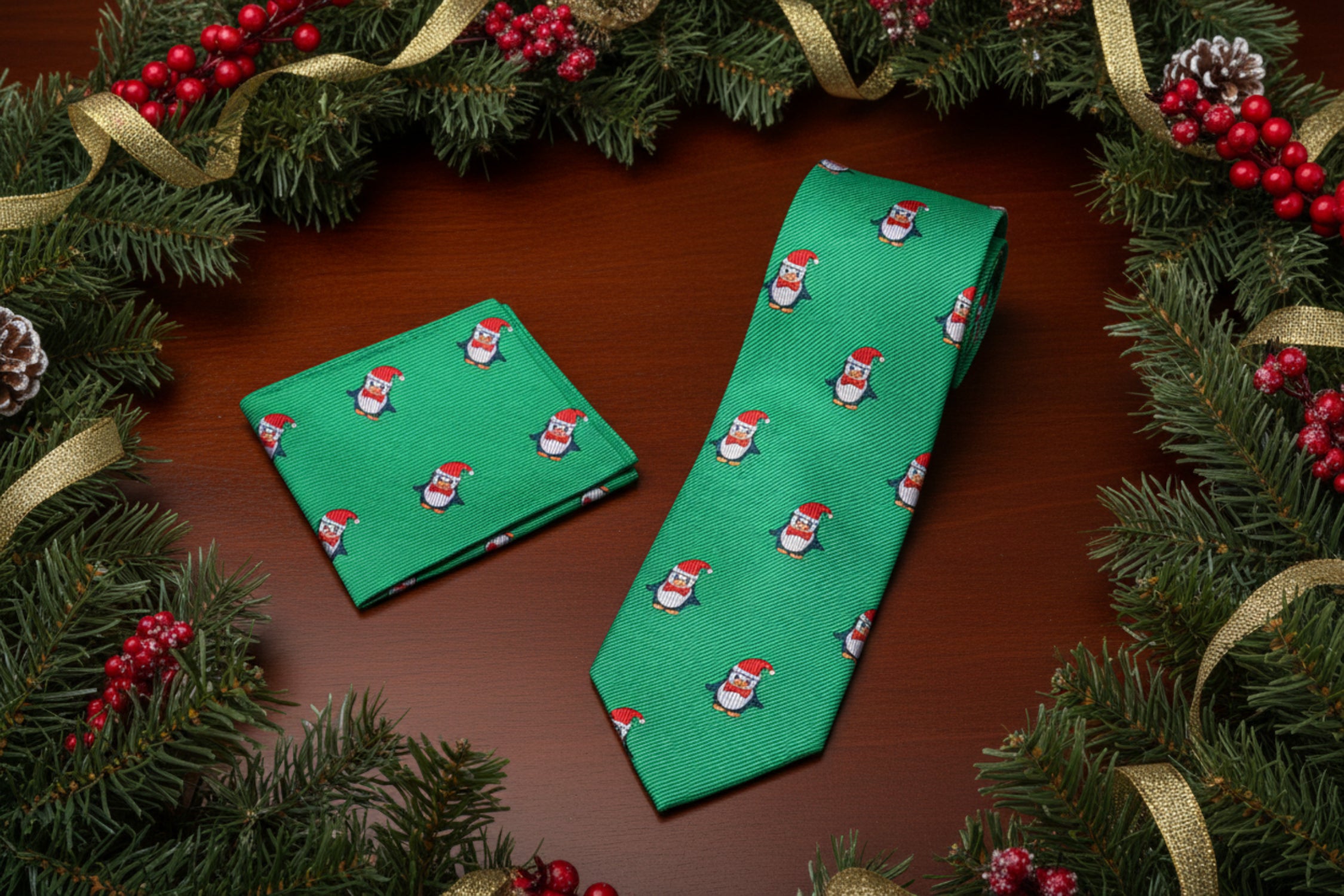 penguin christmas tie