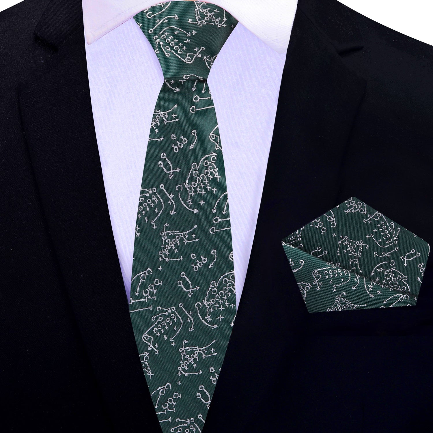 Green Thin Tie and Pocket Square