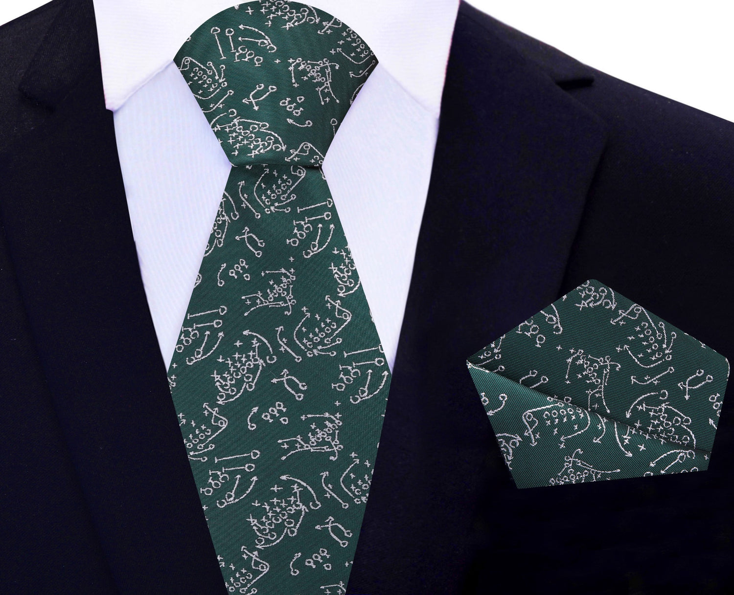 Green Necktie and Pocket Square