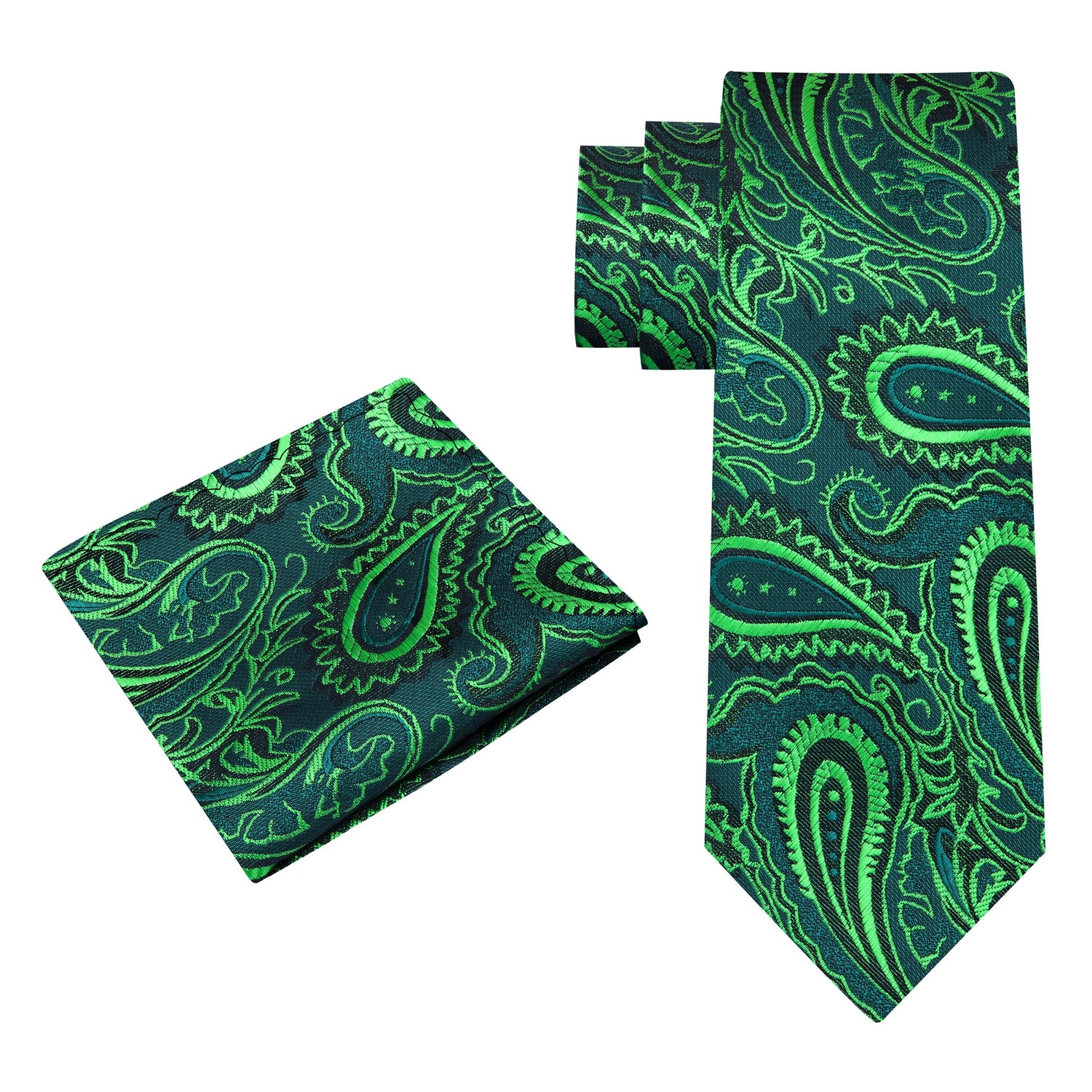 Alt View: Green Paisley Canopy Tie and Pocket Square