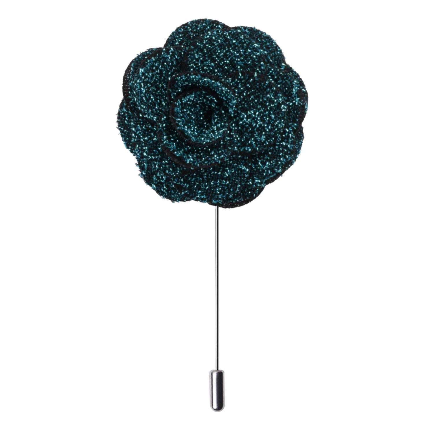 A Solid Shimmer Green Wide Petal Flower Shaped Lapel Pin||Shimmer Green
