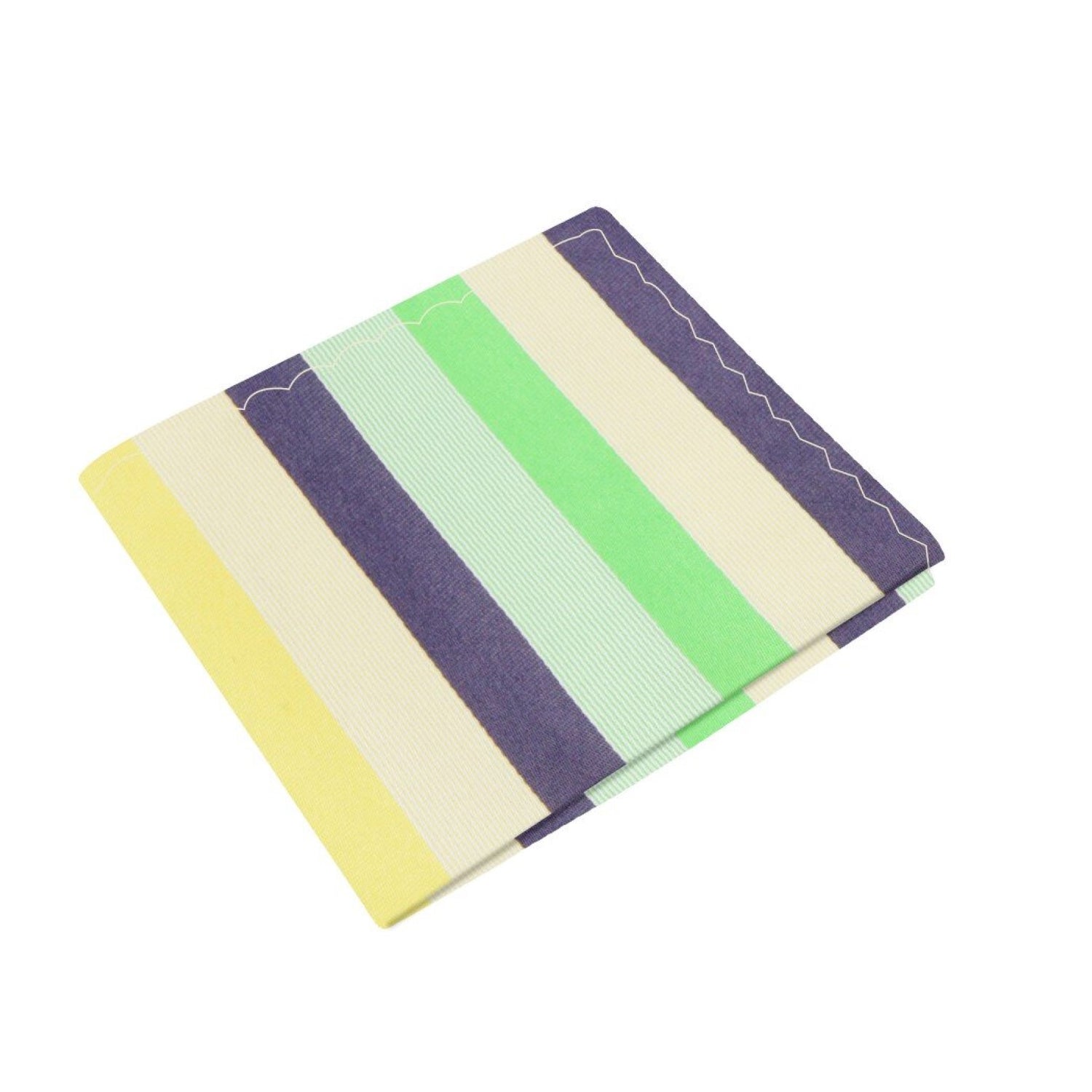 Green, Yellow and Grey Stripe Pocket Square