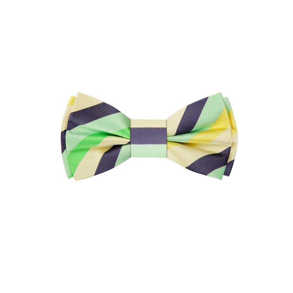 Green Yellow Stripe Bow Tie||Green, Yellow, Grey