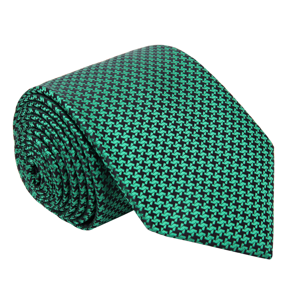 Green, Black Hounds Tooth Tie||Green/Black