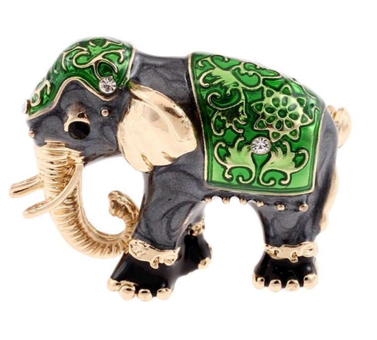 Green Elephant Lapel Pin