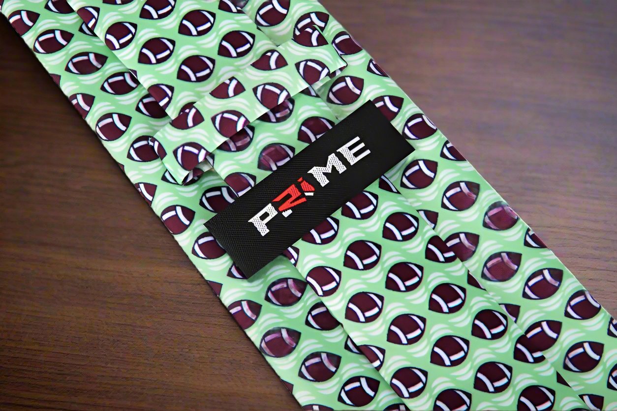 Green Brown Football Tie Keep