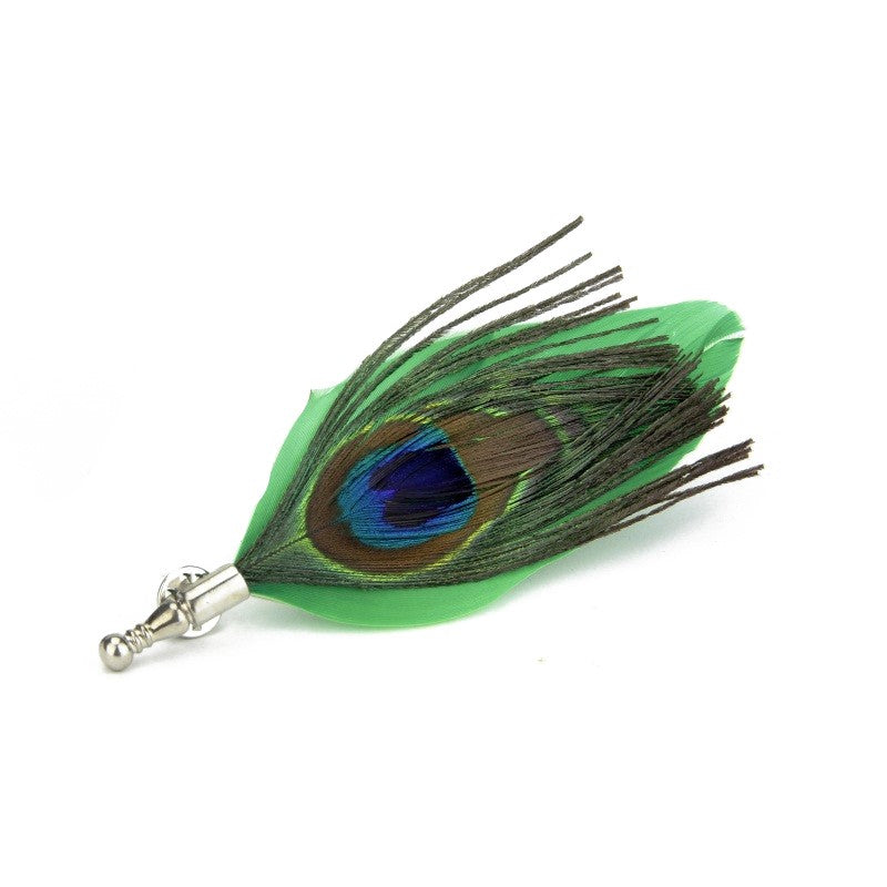 A Blue, Green and Rich Green Peacock Feather Shaped Lapel Pin