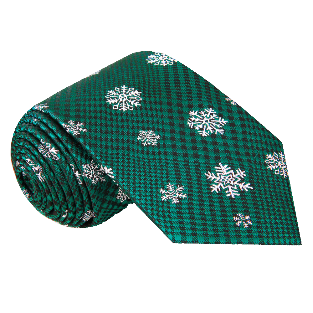 Green White Snowflake Tie 