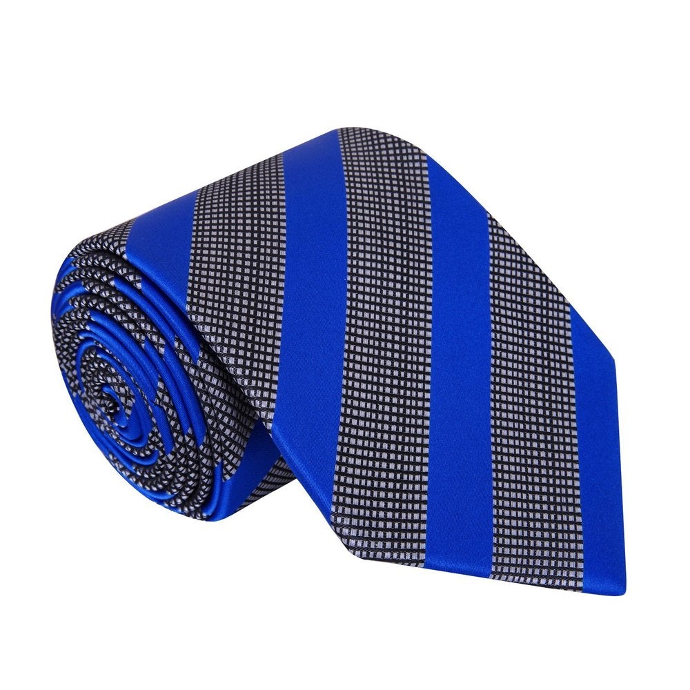 Grey, Blue Stripe Tie 