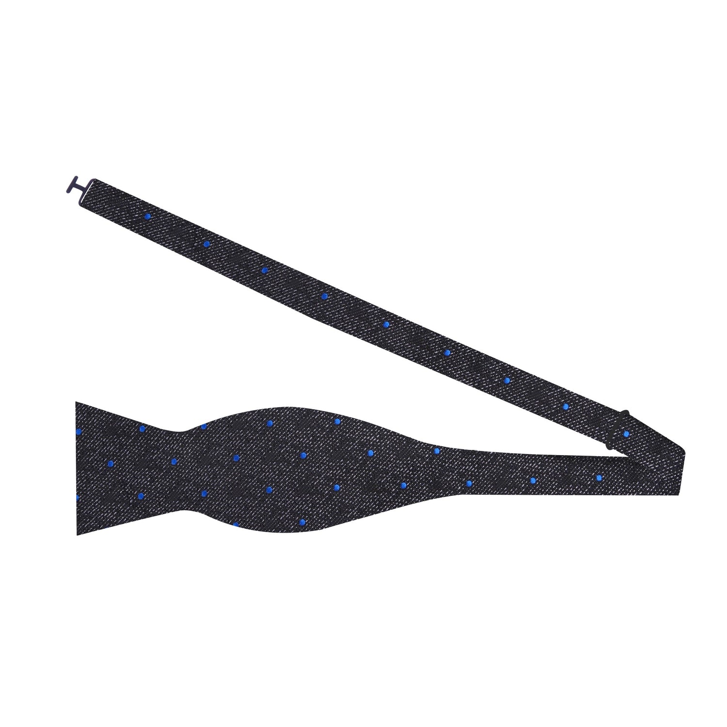 Self Tie: Grey, Black, Blue Abstract with Dots Bow Tie