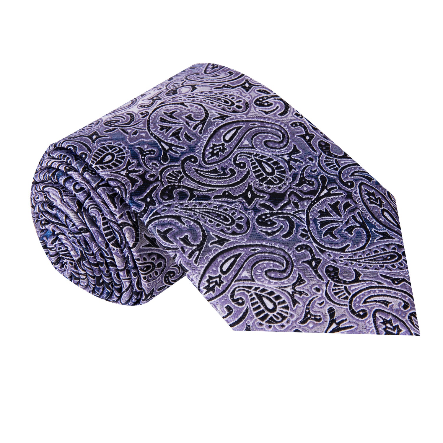 A Black, Grey Paisley Pattern Silk Necktie
