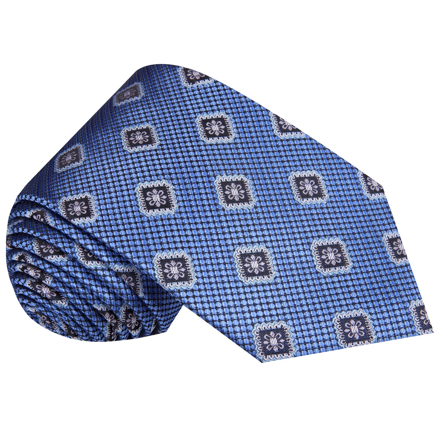 Light Blue Geometric Medallion Tie