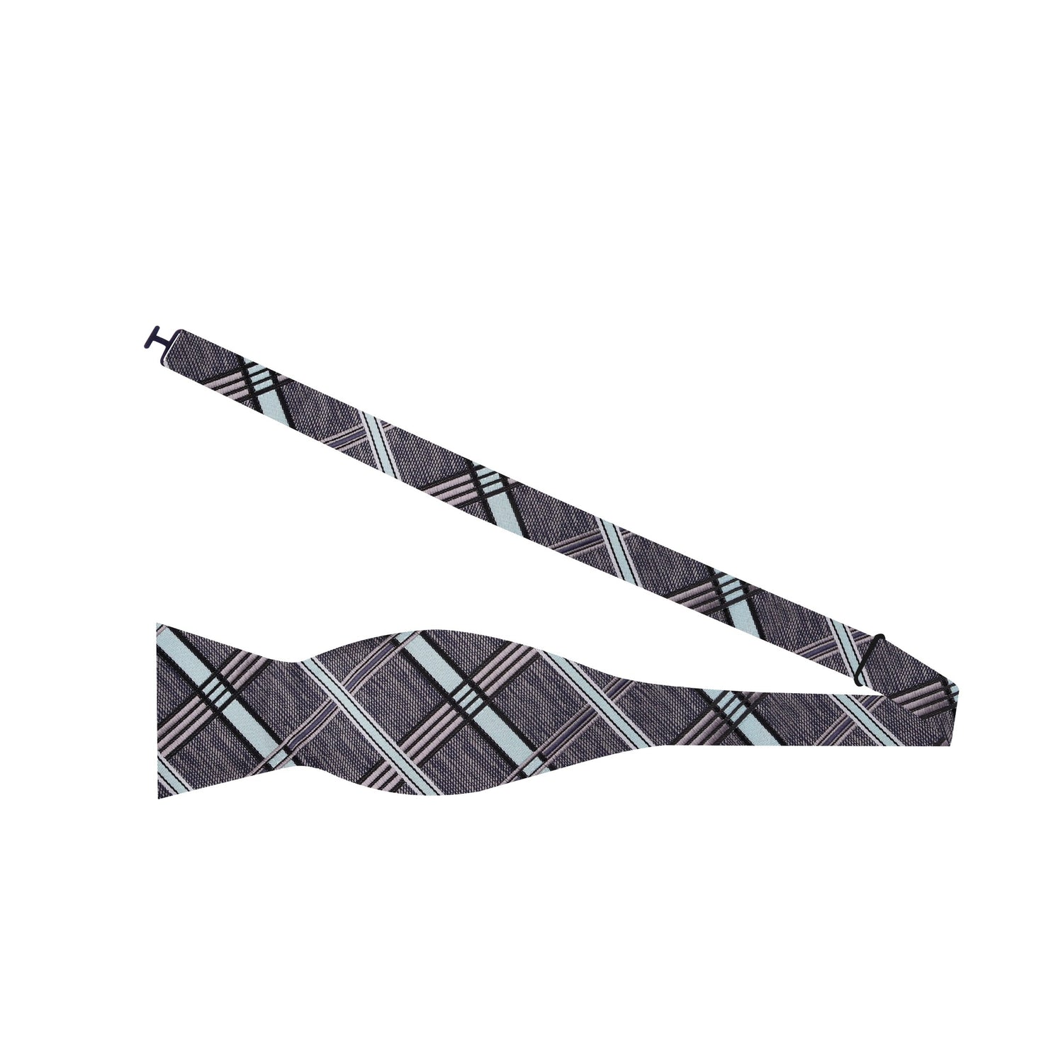 Self Tie: Grey, Light Blue Plaid Bow Tie 