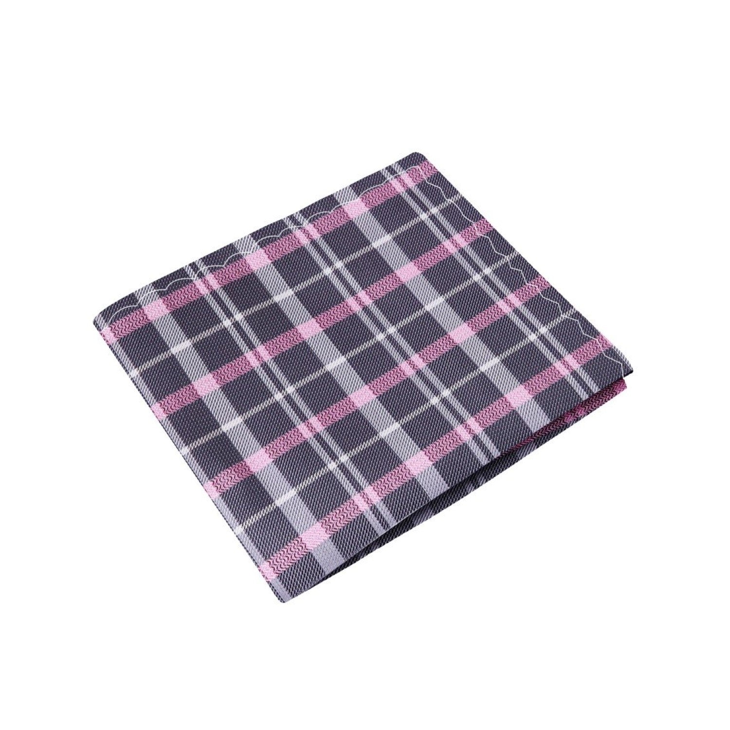 A Grey, pink Plaid Pattern Silk Pocket Square|