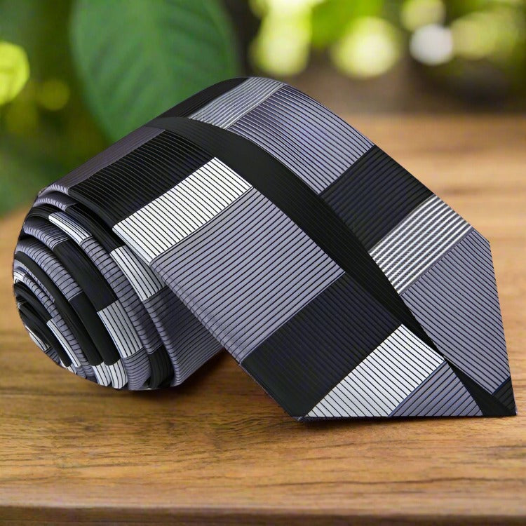 Grey and Black Abstract Tie