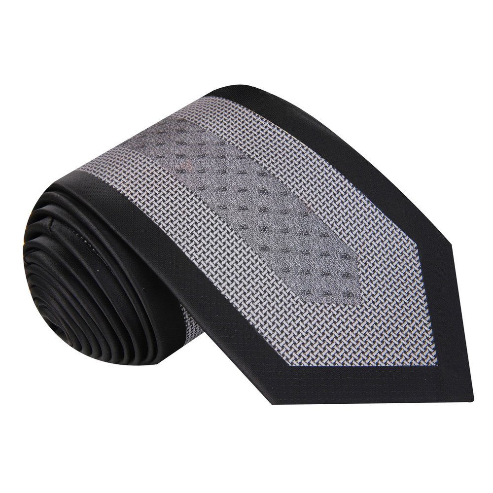 Grey Geometric Tie with Black Edges