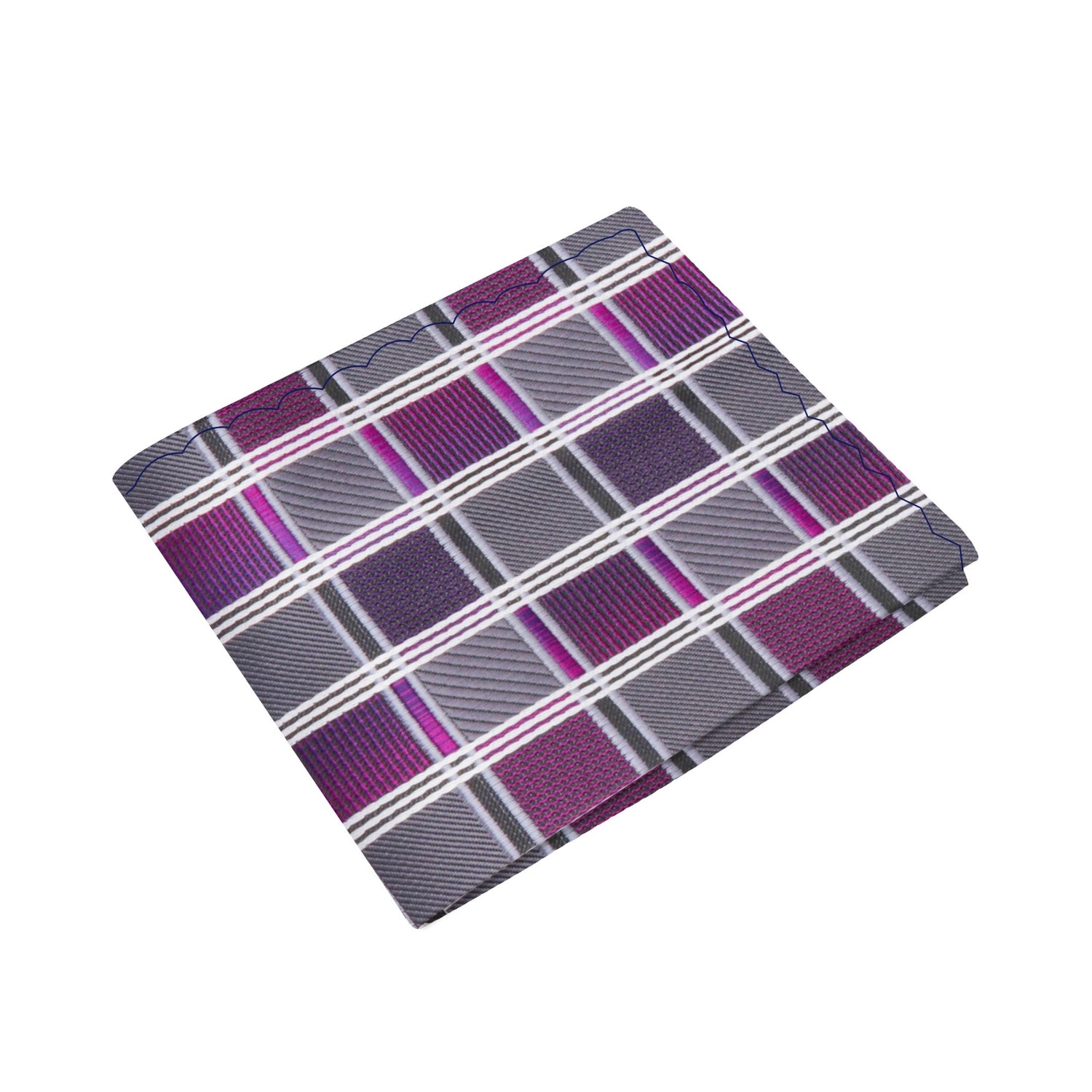 Grey, Purple Check Pocket Square
